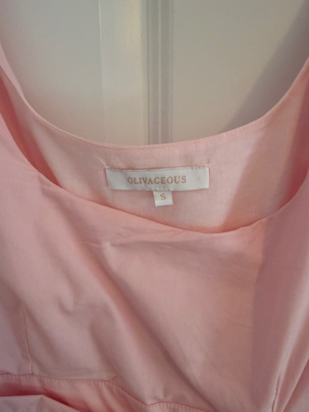 Olivaceous Pink Puff Sleeve Tiered Mini Dress with Waist Tie Small - Picture 4 of 12